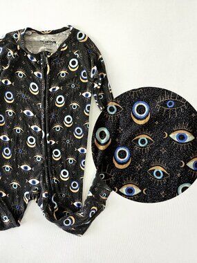 Velveteen Bunny Knots No Bad Vibes Evil Eye Halloween Bamboo Zippy Footie 6-12M